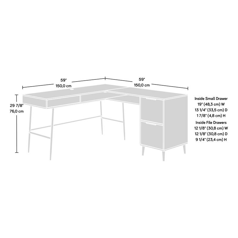 Wood L-Shaped Desk with Cord Management, Brown.