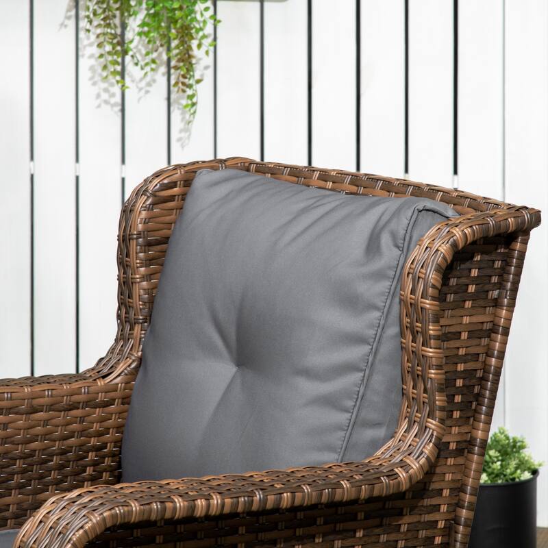 Outsunny 4 Piece PE Wicker Patio Furniture Set, Conversation Set with 2 360° Swivel Rocking Armchairs, 1 Loveseat Sofa