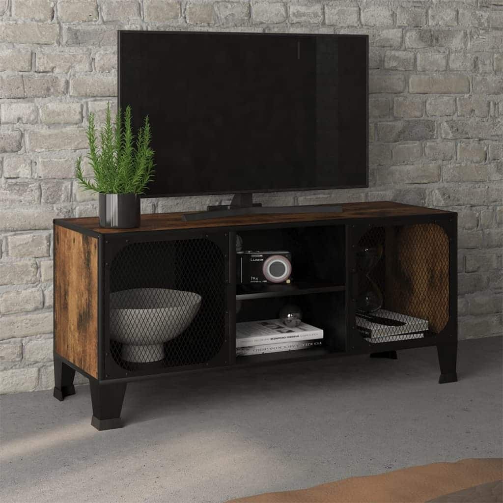 vidaXL TV Stand Media Unit Entertainment Center for Living Room Metal and MDF - 41.3" x 14.2" x 18.5"