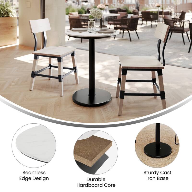 Commercial HPL Tabletop with Table Height Round Base