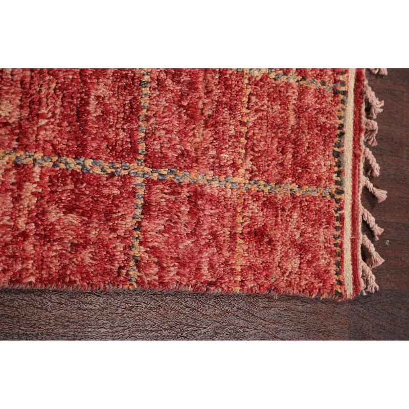 Geometric Modern Moroccan Oriental Runner Rug Hand-knotted Wool Carpet - 2'0" x 17'3"