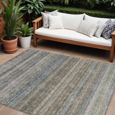 HomeRoots Striped Transitional Rectangle Outdoor Rug