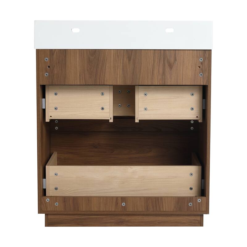 BNK 24/30 inch Freestanding Single Sink Bathroom Vanity with 2 Soft Close Drawers