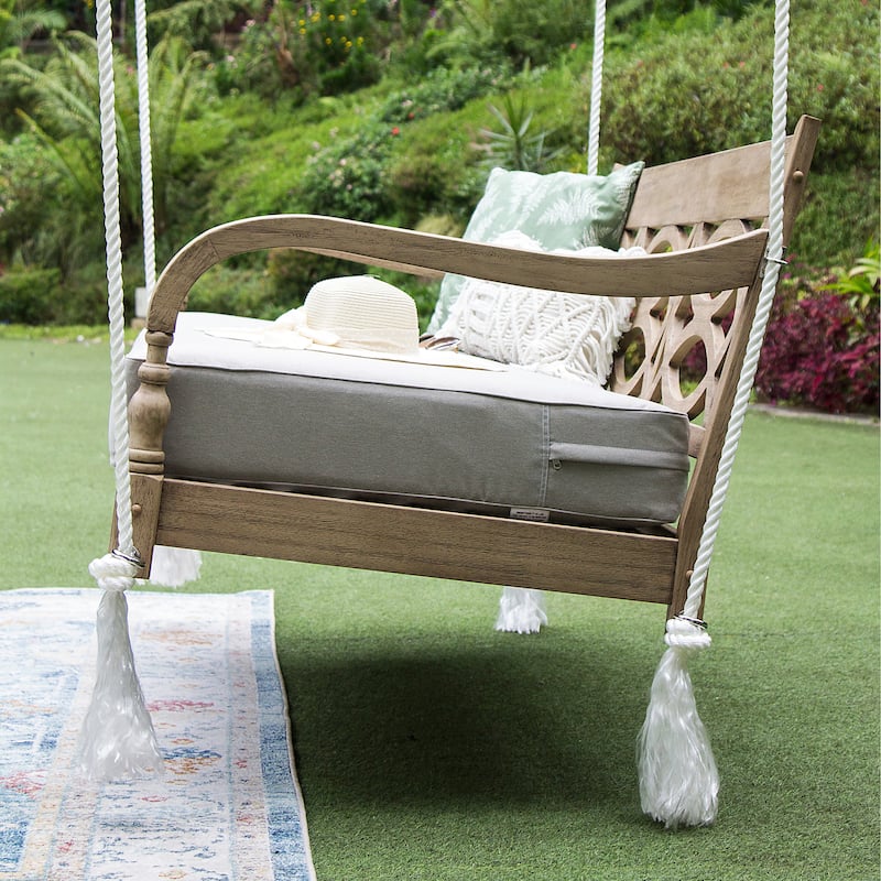 Cambridge Casual Renley Wood Outdoor Porch Swing Daybed with Cushion