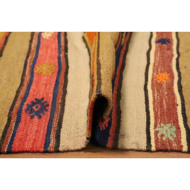 Hand Woven Oriental 100% Wool Carpet Southwestern Tribal Multi-Colored Kilim Area Rug - 7' 10'' X 4' 9''