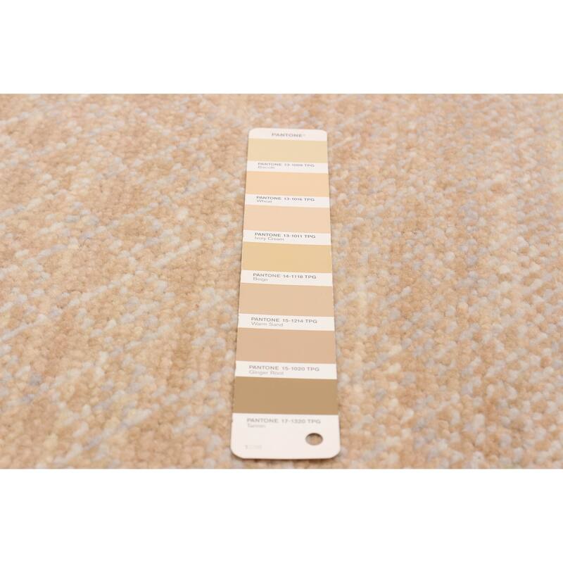 ECARPETGALLERY Hand-knotted Silk Shadow Beige, Brown Wool Rug - 9'0 x 12'4