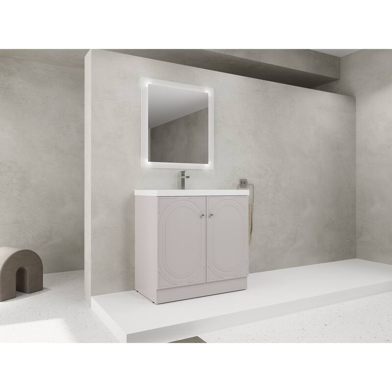 36" Freestanding Bathroom Vanity with Resin Sink - khaki