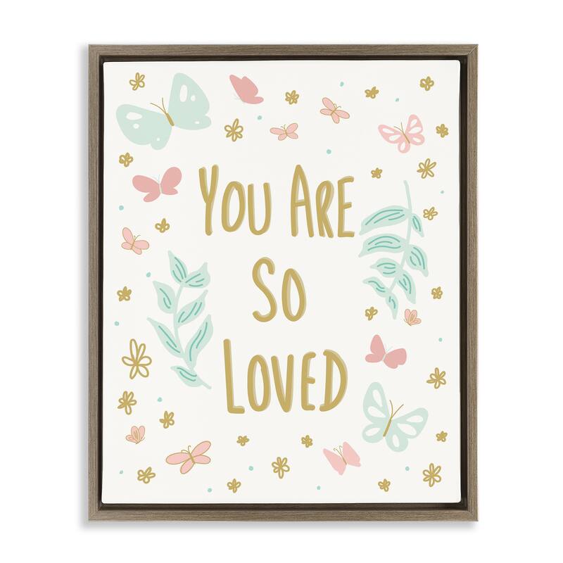Stupell So Loved Uplifting Flowers Framed Floater Canvas Wall Art Design By Sweet Melody Designs - 25 x 31 - Brown