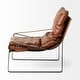 preview thumbnail 4 of 10, Hornet I Brown Genuine Leather w/Black Iron Frame Accent Chair - 27"W x 35"D x 36"H