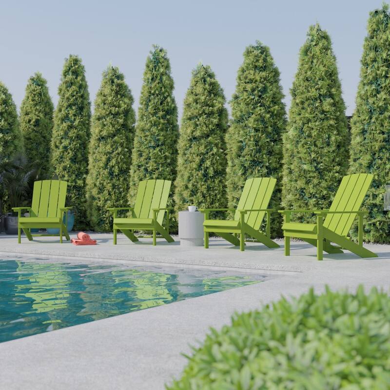 All-weather Poly Resin Wood Outdoor Adirondack Chair (Set of 4) - Lime Green