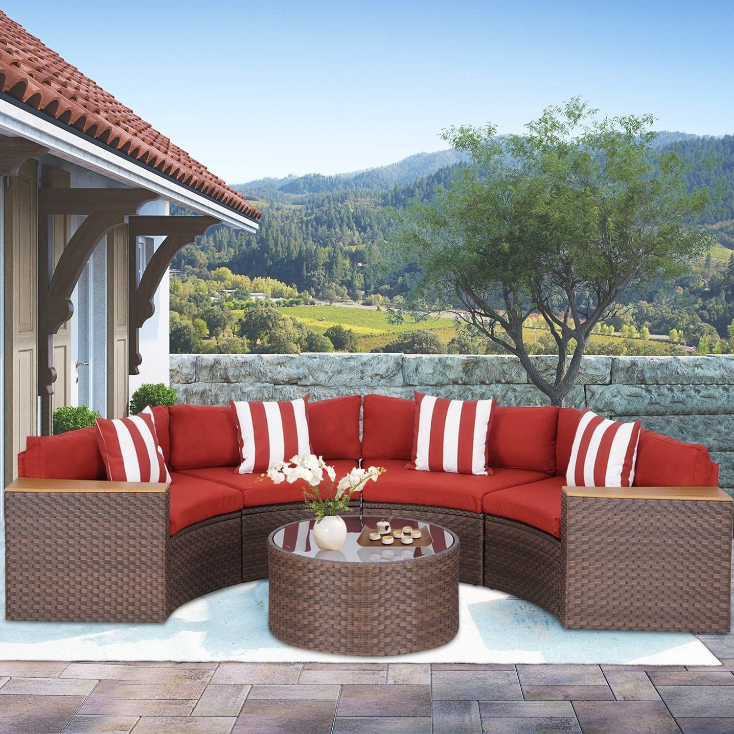 Half moon patio couch store