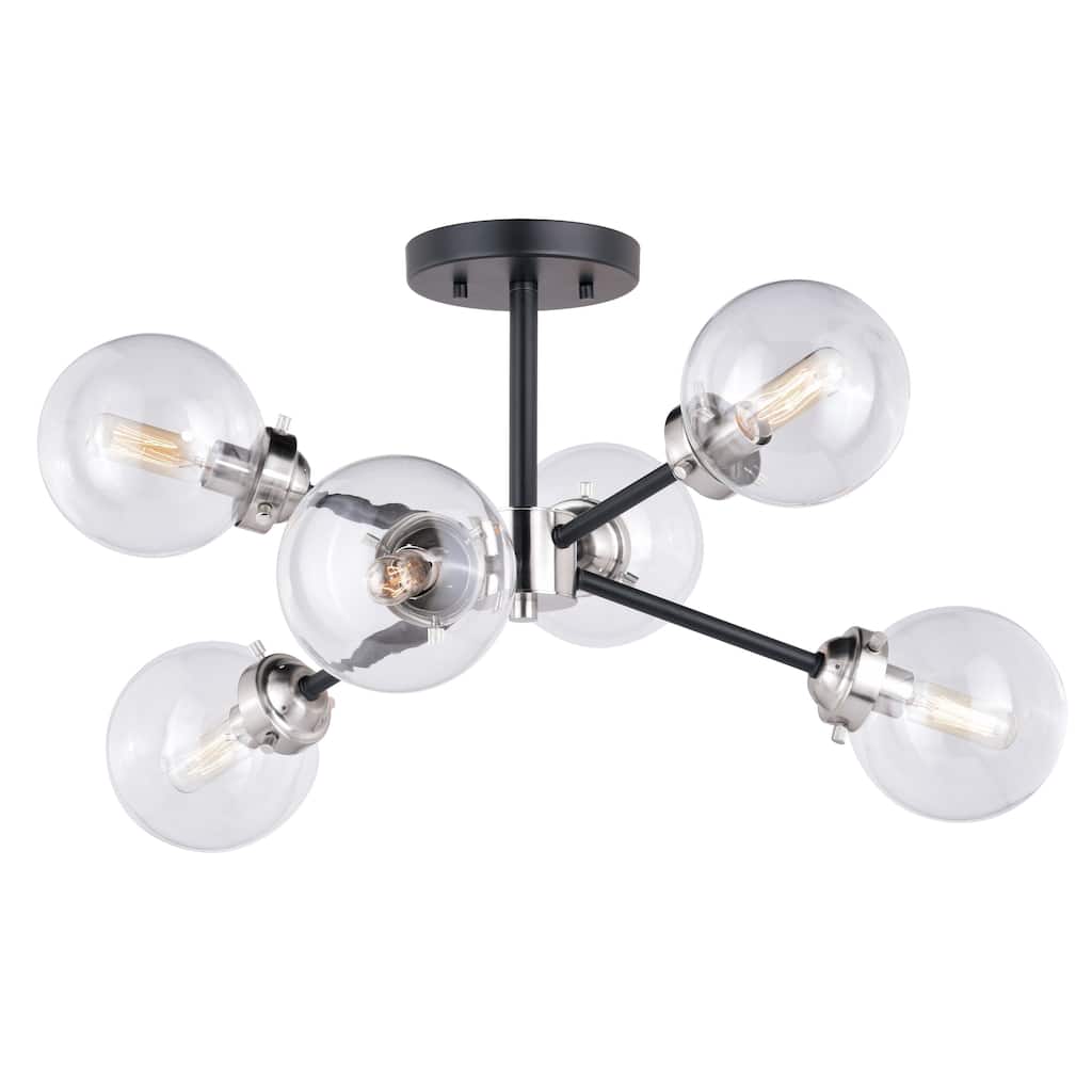 Orbit Nickel and Bronze Sputnik Semi Flush Mount Ceiling Light - 25-in W x 12.25-in H x 25-in D