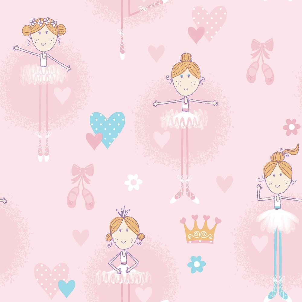 Galerie Wallcoverings Just 4 Kids 2 Ballerinas Non-woven Matte Wallpaper Roll