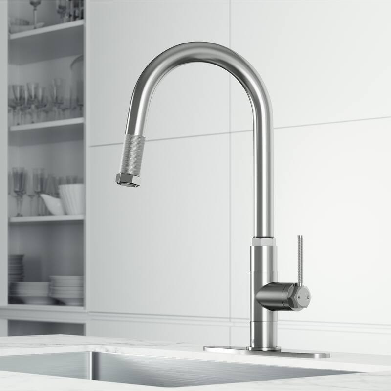 VIGO Hart Arched 18" H Single Handle Pull-Down Kitchen Faucet