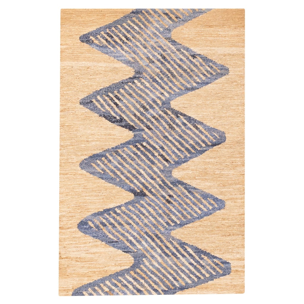ECARPETGALLERY Braided Weave Palas Denizli Tan Cotton, Jute Rug - 5'3 x 8'2
