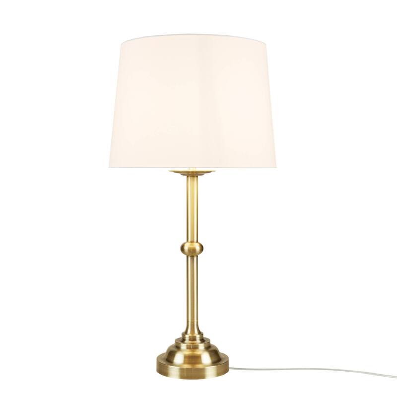 Table Lamp with Empire Shade Antique Brass Finish Includes LED Bulb