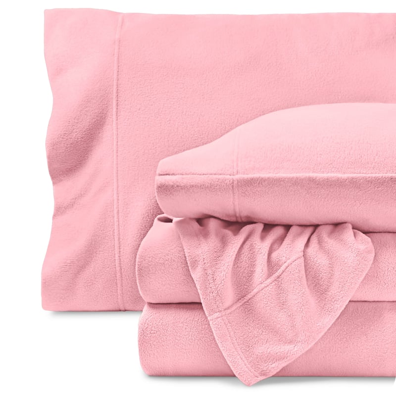 Bare Home Polar Fleece Deep Pocket Sheet Set - Twin - Light Pink