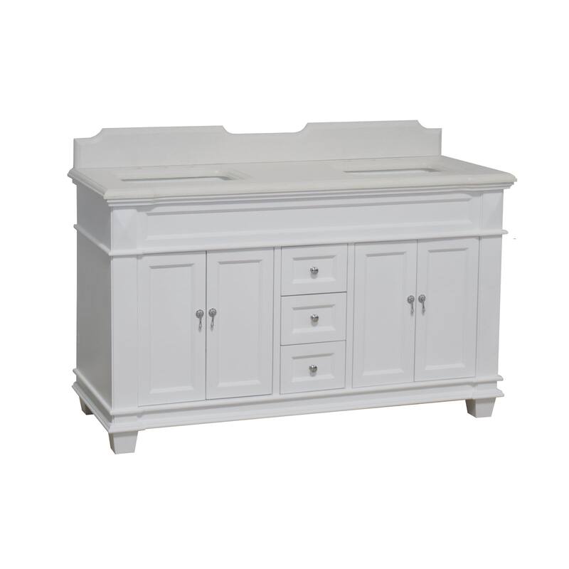 KitchenBathCollection Elizabeth 60" Double Bathroom Vanity with Quartz Top