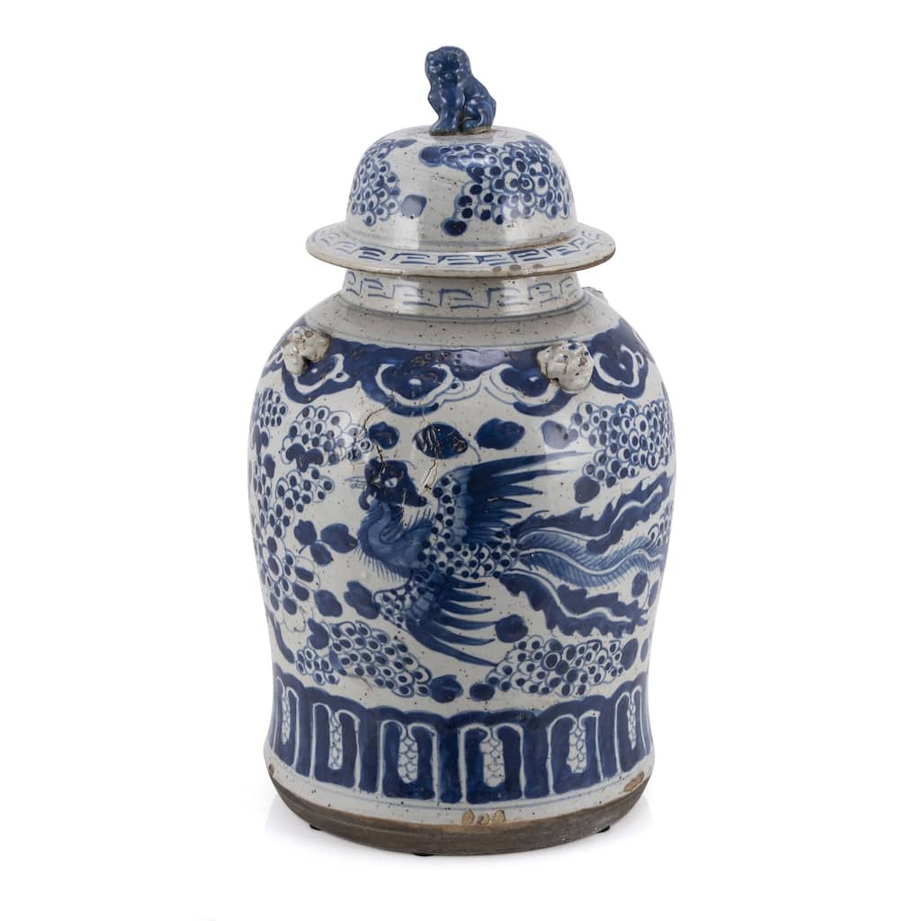 Vintage Temple Jar Phoenix Motif - Small