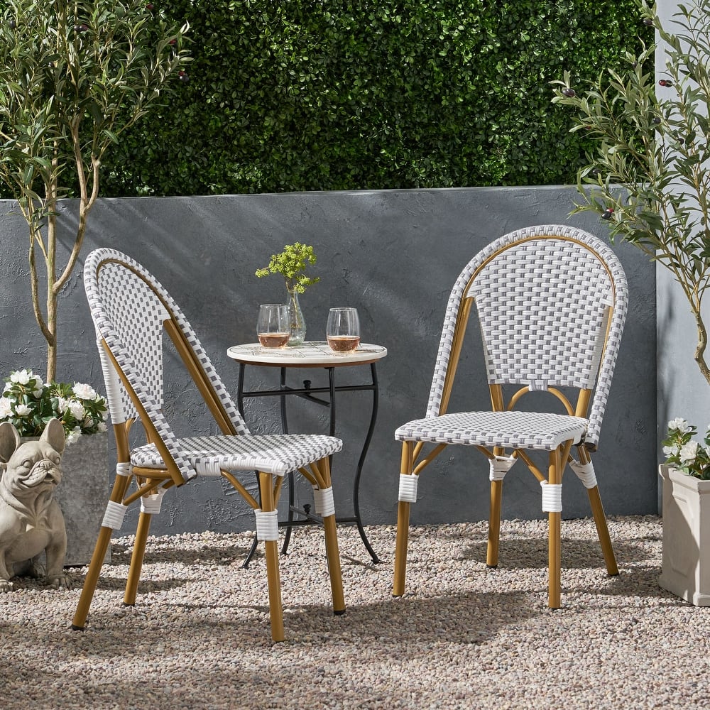 Elize Outdoor French Cafe Style Chairs (Set of 2) by Christopher Knight Home