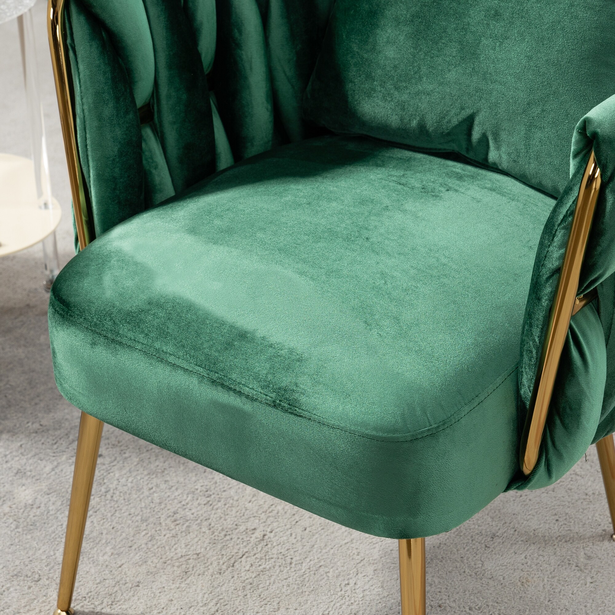 Green velvet reading chair sales