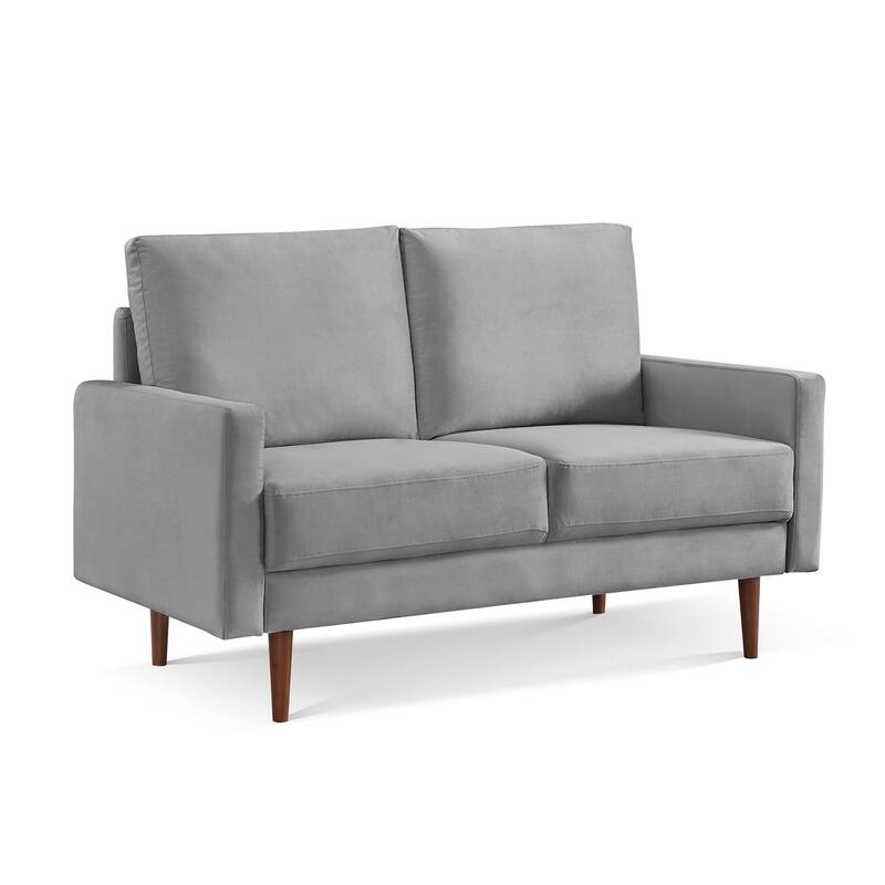 57 Inch Wide Upholstered Loveseat with Square Arms - N/A