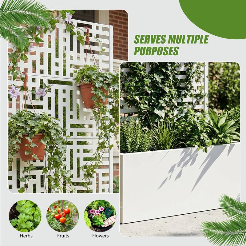 Galvanized Planter Box with Trellis & Privacy Screen