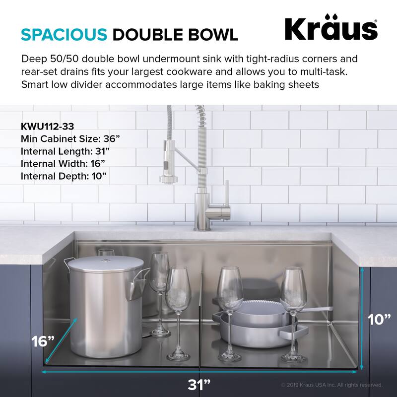 KRAUS Kore Workstation Undermount Stainless Steel Kitchen Sink