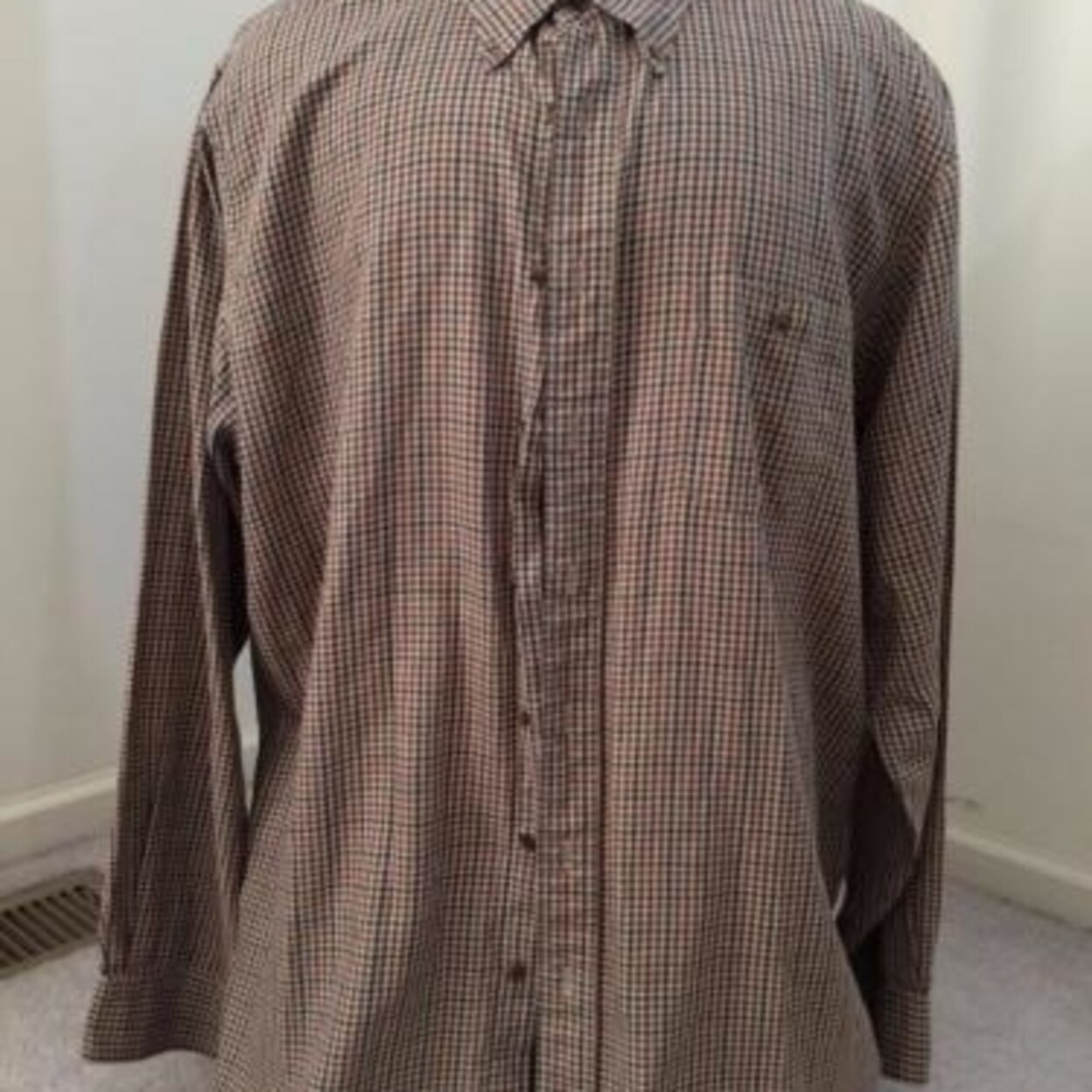 Shop Lands End Shirt Mens Size 17 5 Tall Button Front Shirt Tan