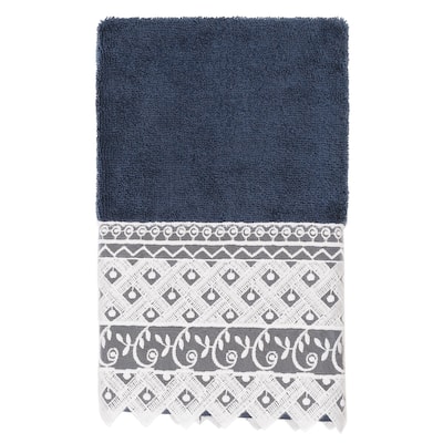 Authentic Hotel and Spa 100% Turkish Cotton Aiden White Lace Embellished Hand Towel
