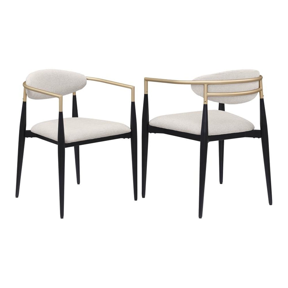 Set of 2 Upholstered Dining Arm Chairs