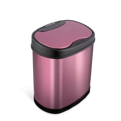 NINESTARS 3.2 Gallon Oval Stainless Steel Motion Sensor Trash Can, Burgundy