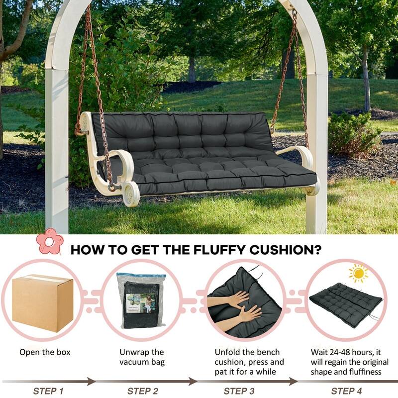 Porch Swing Replacement Cushion, 55in Outdoor Bench Cushions with Backrest Thicken 4"