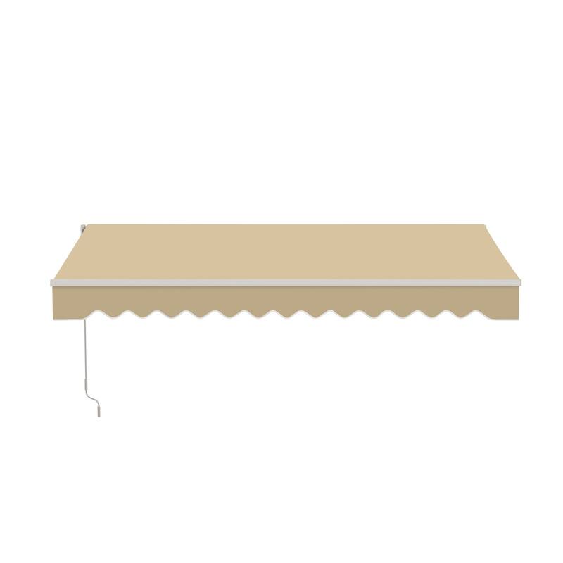 ALEKO Caribbean Manual Retractable Patio Awning - White Frame - Desert Sand - 10 x 8 Feet