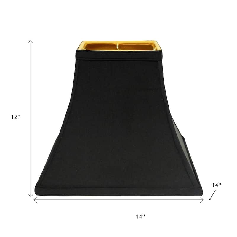 HomeRoots Black Shantung Silk Square Lamp Shade - 14