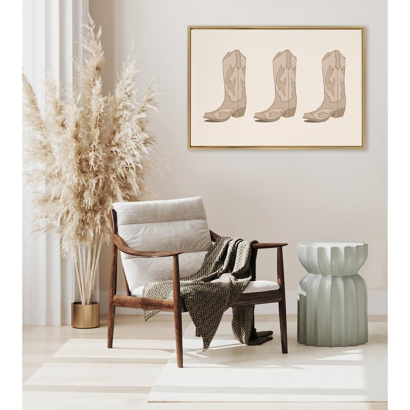 Kate and Laurel Sylvie Cowboy Boots Landscape Framed Canvas by Honey Island Studio