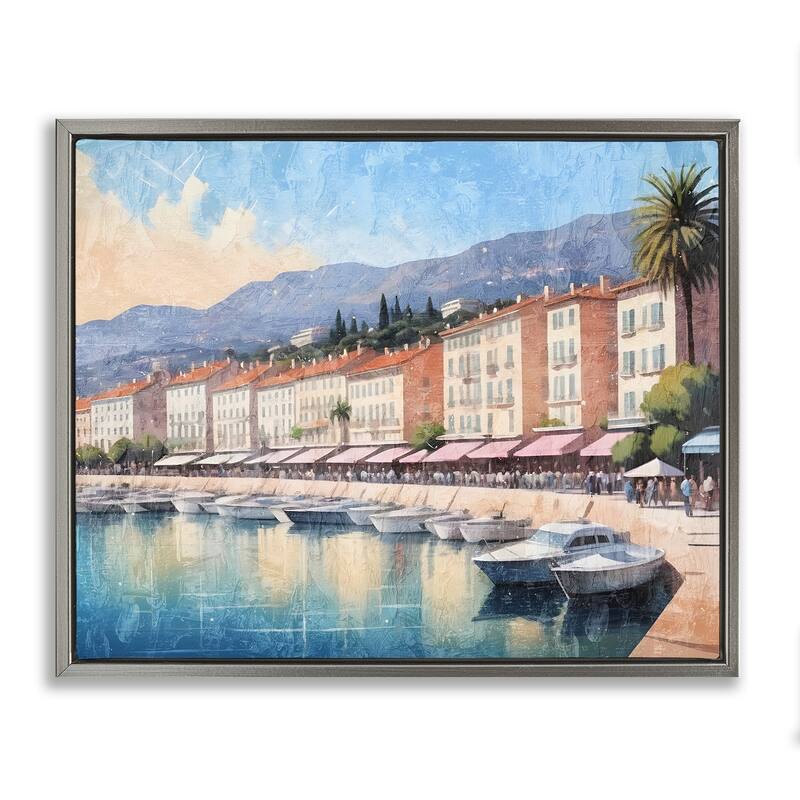 Stupell Quaint Seaside Marina Framed Floater Canvas Wall Art Design By Kim Allen - 31 x 25 - Grey