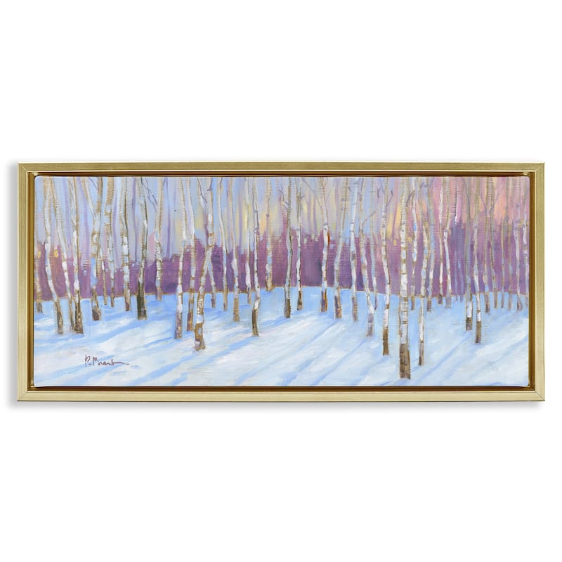 Stupell Niveous Birch Tree Grove Framed Floater Canvas Wall Art Design By Paul Brent - 31 x 14 - Gold
