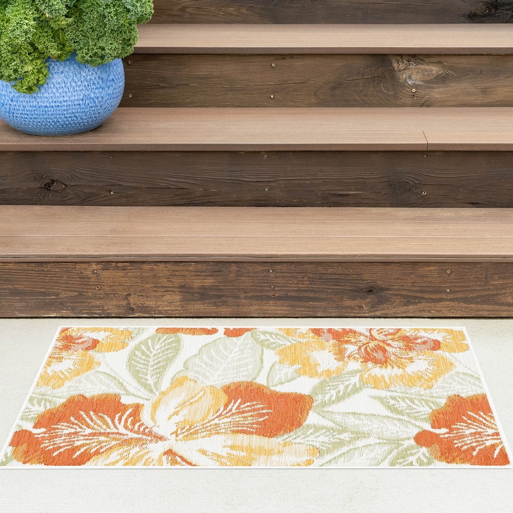 Alfresco Nautical & Coastal Floral & Botanical Reversible Indoor/Outdoor Area Rug