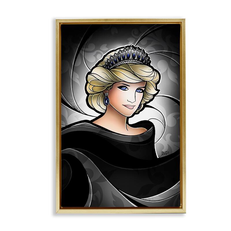 Stupell Royal Peoples' Princess Framed Floater Canvas Wall Art Design By Mandie Manzano - 17 x 25 - Gold