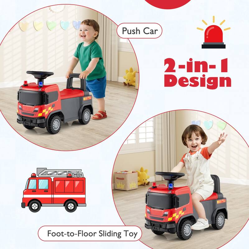 Kids Ride-On Truck with Safety Steering and Sounds Lights for Indoor-Outdoor Play - 23" x 11" x 17" (L x W x H)
