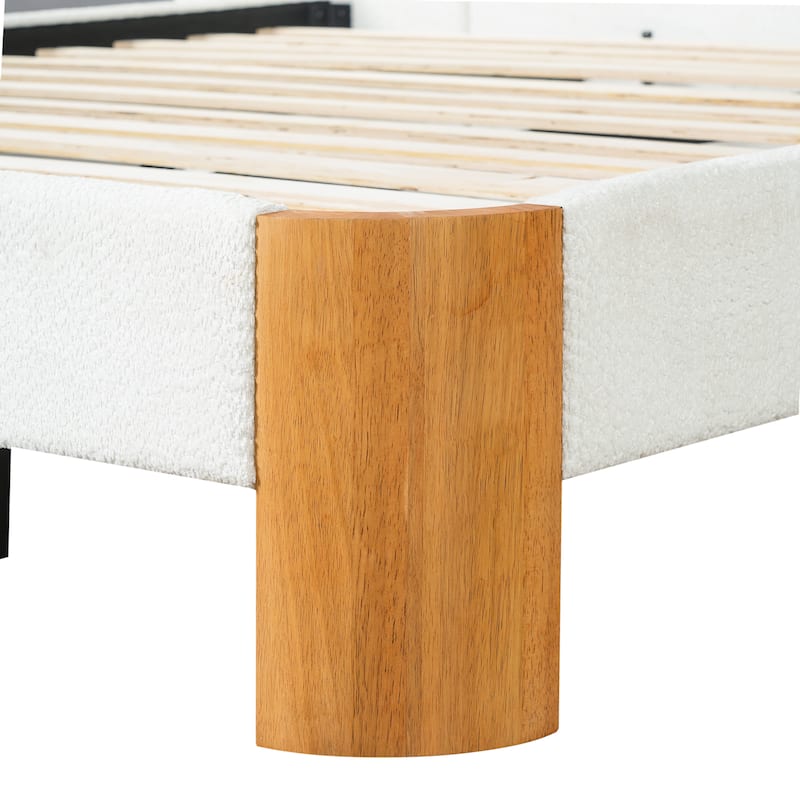 Christopher Knight Home - Modern Boucle Upholstered Platform Bed with Built-In Floating Shelves