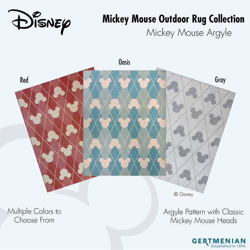 Licensed Disney Mickey Mouse Grey/ Cream Modern Argyle Flatweave Indoor
