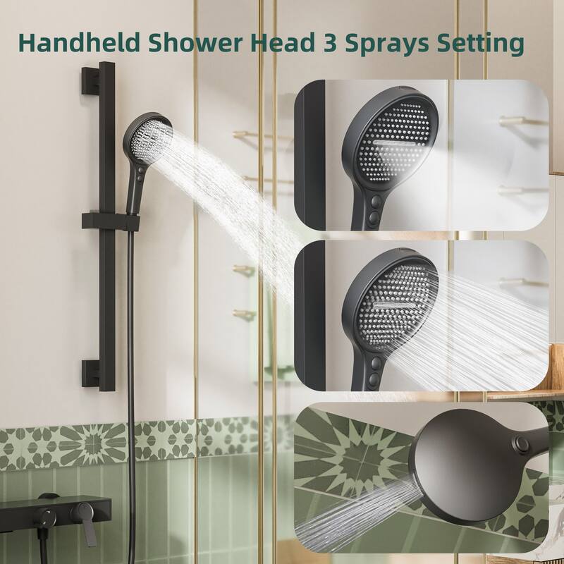 Modland 2-Function Wall Mount Shower System with 3-Mode Handheld Shower & Tub Filler Spout