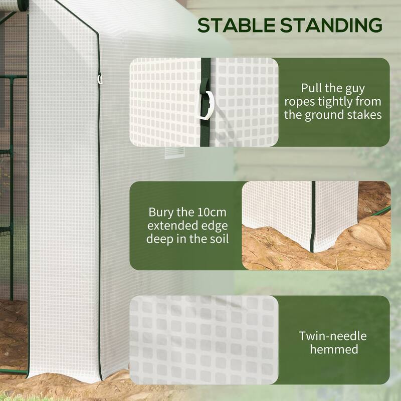Portable Greenhouse, Water/UV Resistant Walk-In Small Outdoor Greenhouse with 2 Tier U-Shaped Flower Rack Shelves