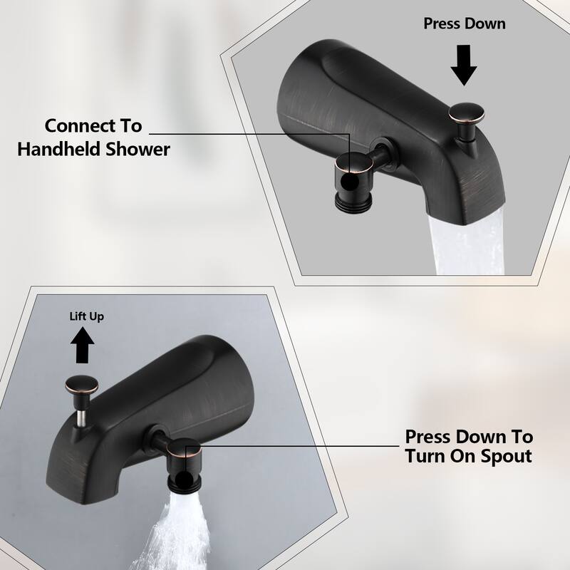 Lift-Up Diverter Tub Spout with 6 Settings Handheld Shower in Oil Rubbed Bronze (Rough-in Valve Not Included)