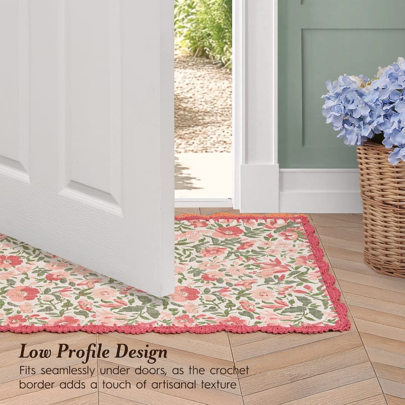Laura Ashley Cotton Slub Crochet Border Rugs