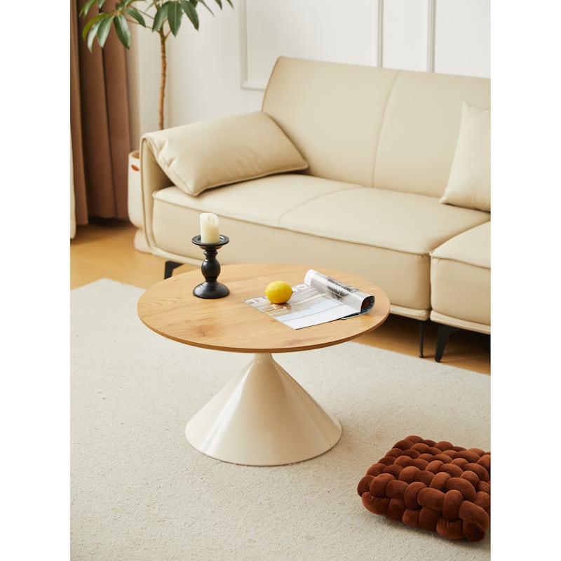 Round Coffee Table Set Of 2, Modern Accent End Tables For Living Room, Small Bedside Cupboard With Sturdy Base