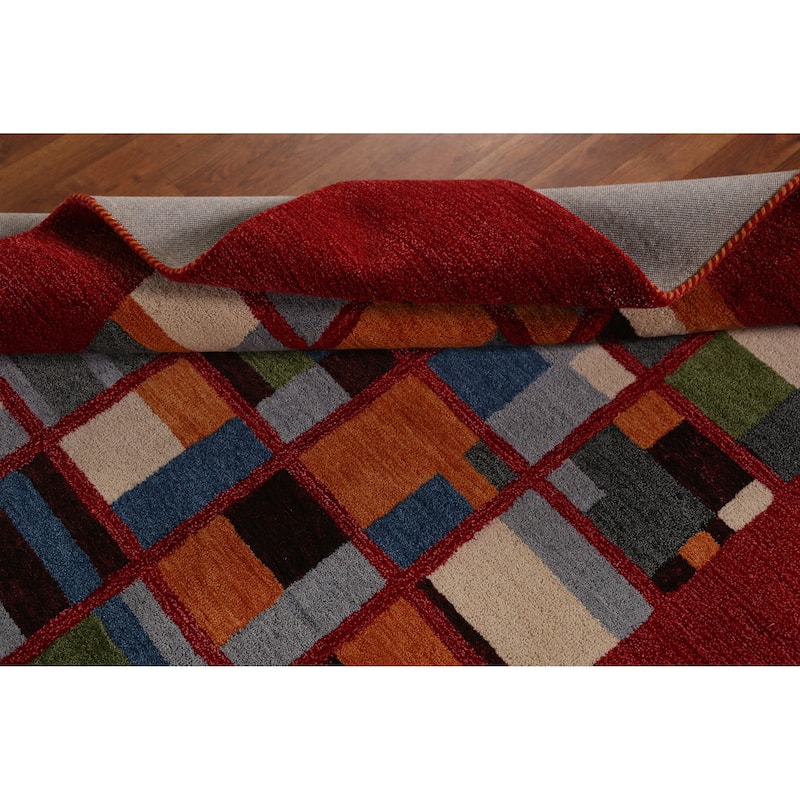 Geometric Modern Indian Area Rug Hand-Tufted Wool Carpet - 5'3" x 7'7"