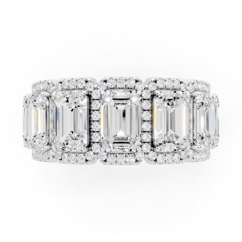 Auriya 14k Gold 5 1/3ctw Emerald Lab Grown Diamond Anniversary Ring (E-F VS)